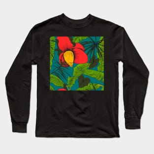 Seamless tropical pattern with banana palms Long Sleeve T-Shirt